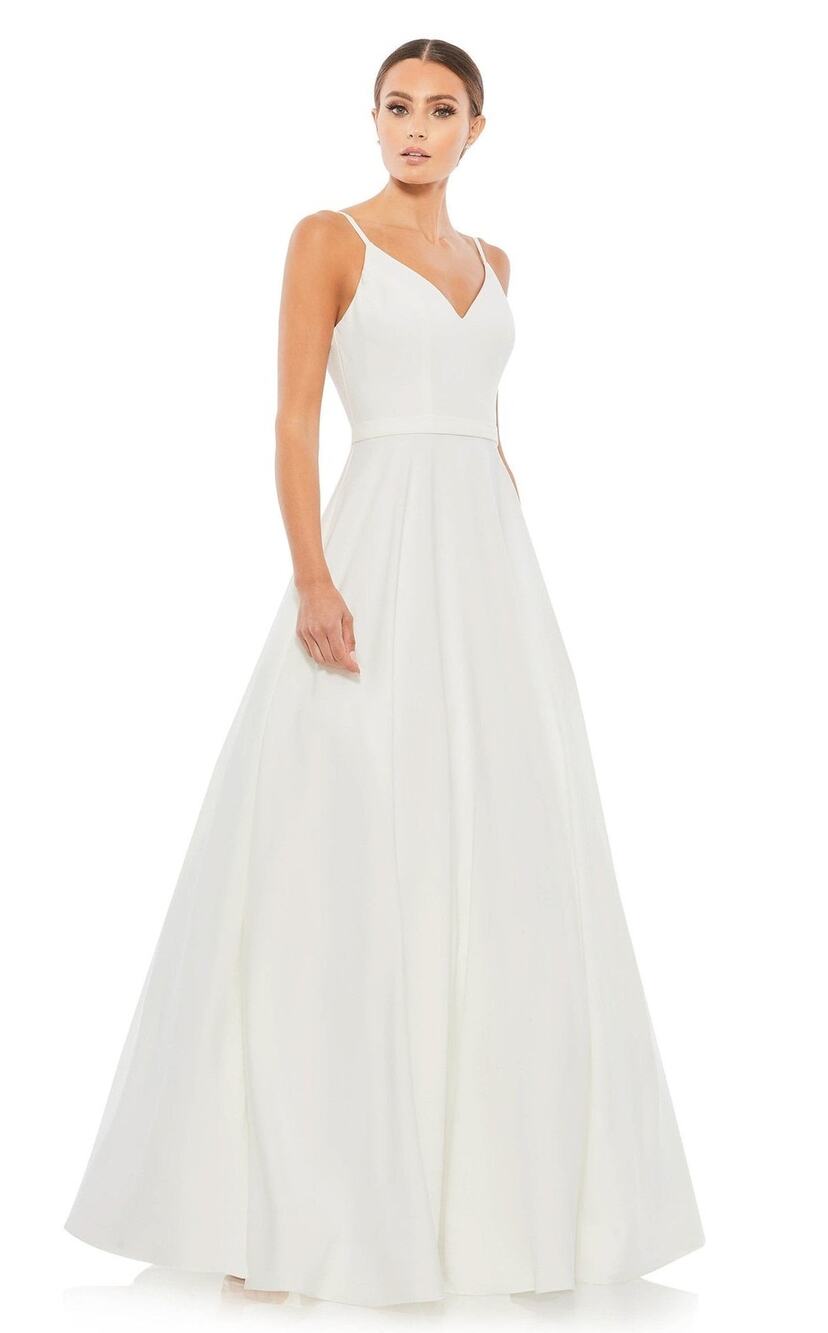 Mac Duggal Ivory Taffeta V-Neck A-Line Bridal Ballgown Wedding Dress 12